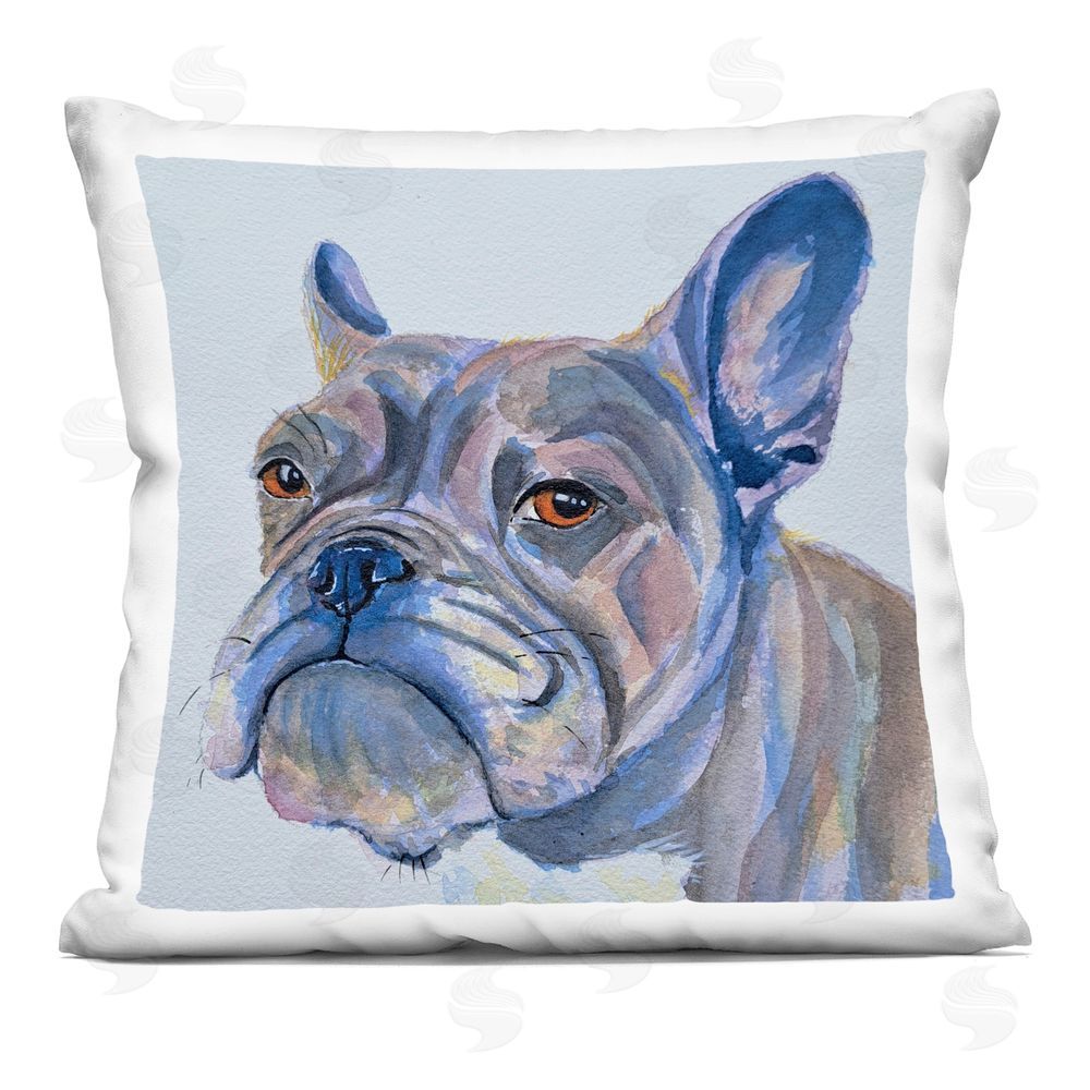 Tatiana Roberts Bulldog Puppy Portrait Indoor Printed Throw Pillow