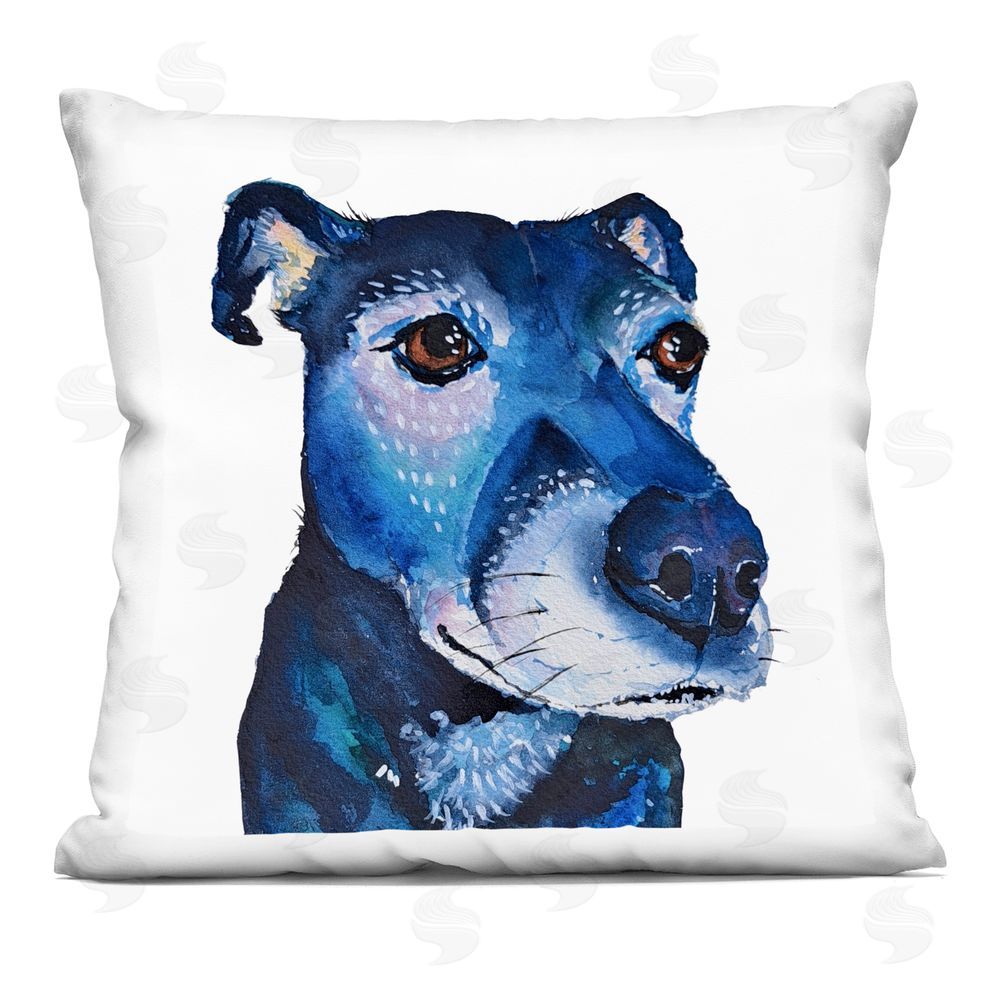 Tatiana Roberts Blue Dog Portrait Indoor Printed Throw Pillow