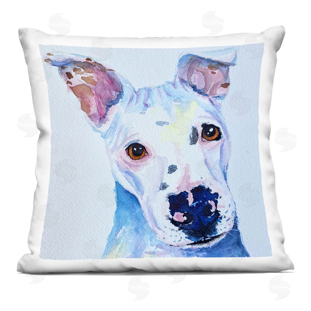 Tatiana Roberts White Dog Watercolor Indoor Printed Throw Pillow