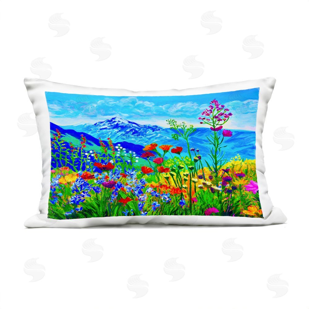 Lee Ann Zirbes Floral Mountain Outlook Outdoor Printed Throw Pillow
