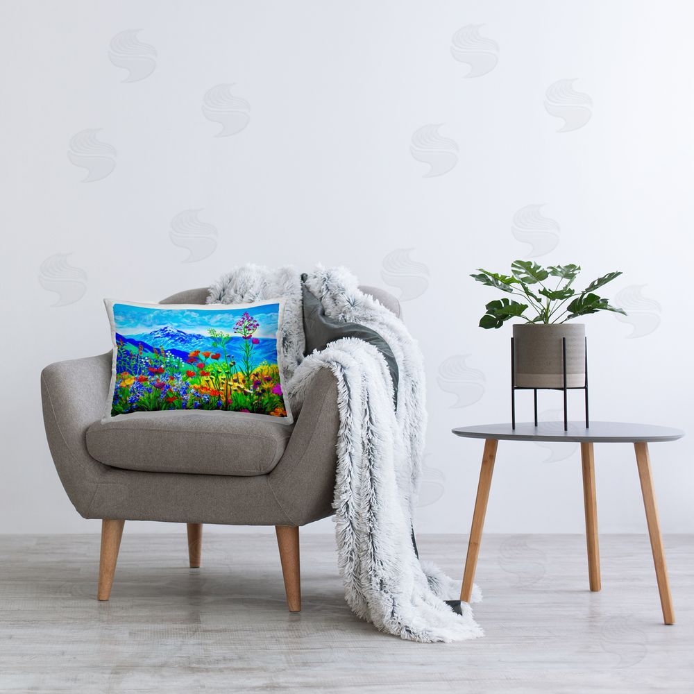 Lee Ann Zirbes Floral Mountain Outlook Printed Indoor Throw Pillow in Room