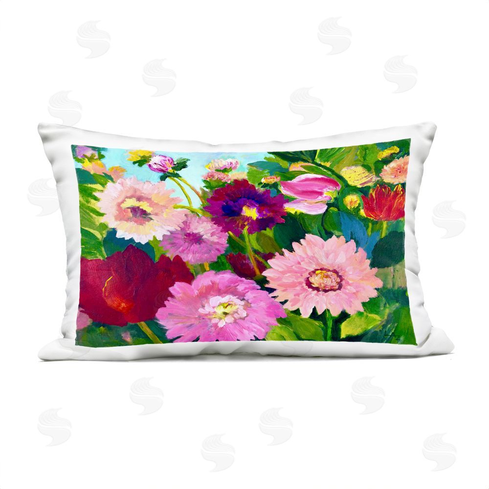 Lee Ann Zirbes Tea Garden Mums Outdoor Printed Throw Pillow