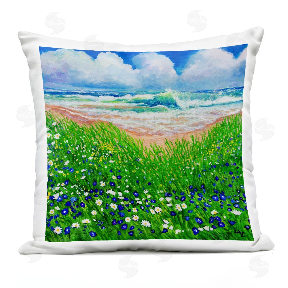 Lee Ann Zirbes Summer Wind Beach Flowers Outdoor Square Printed Throw Pillow