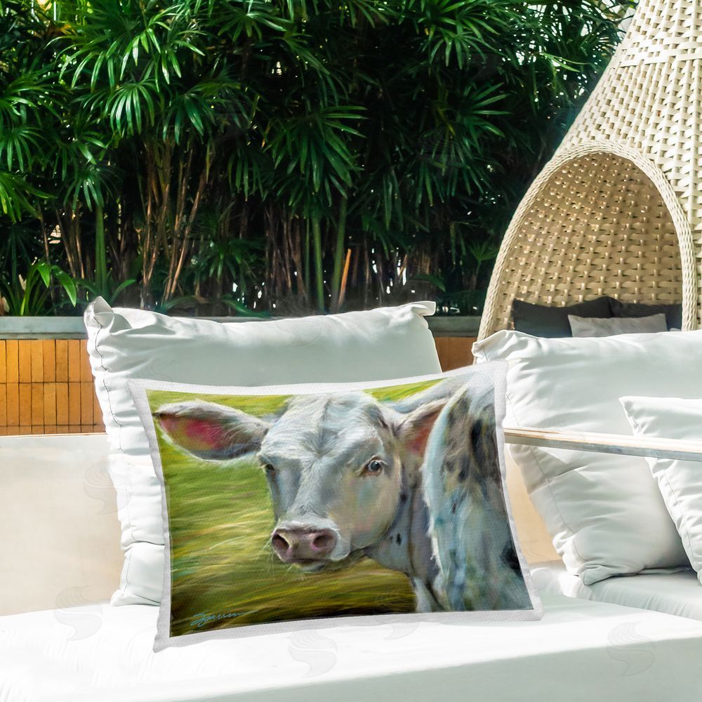 Mary Sparrow Baby Bessie Portrait Outdoor Rectugular Printed Throw Pillow on Patio