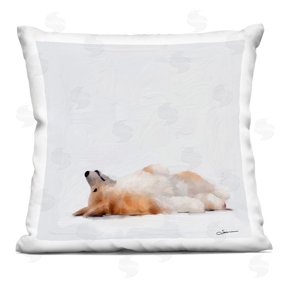Mary Sparrow Resting Daydreamer Corgi Square Printed Throw Pillow