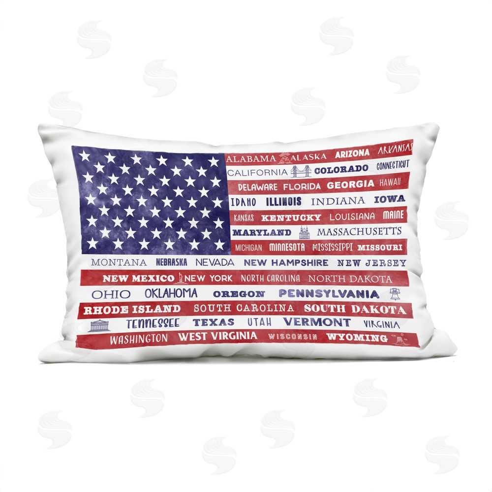 Daniela Santiago States Of America Flag Outdoor Quick-Dry Polyester Lumbar Pillow