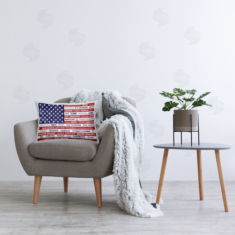Daniela Santiago States Of America Flag Plush Polyester Printed Lumbar Pillow on Chair