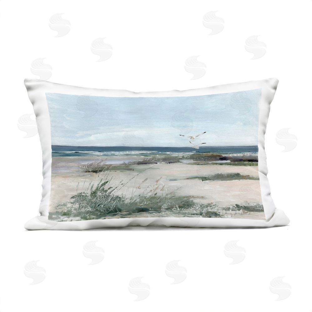 Sally Swatland Seagull Pair over Waves Outdoor Quick-Dry Polyester Lumbar Pillow