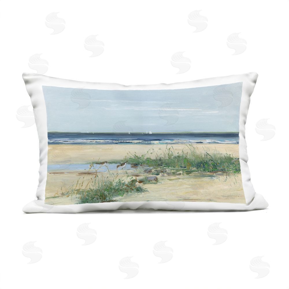 Sally Swatland Beach Marsh Sandpipers Outdoor Quick-Dry Polyester Lumbar Pillow