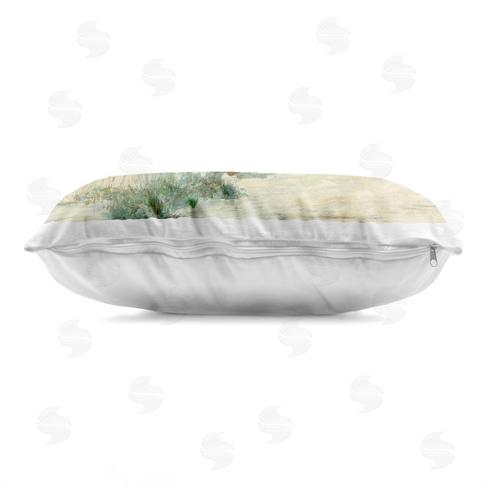 Sally Swatland Beach Marsh Sandpipers Indoor Plush Polyester Lumbar Pillow Zipper Detail