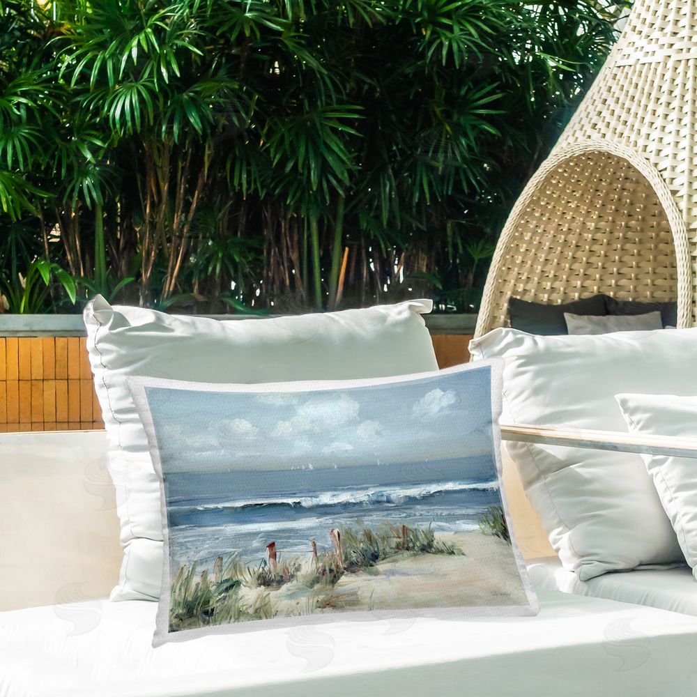 Sally Swatland Brushed Expression of Coast Outdoor Quick-Dry Polyester Printed Lumbar Pillow on Patio