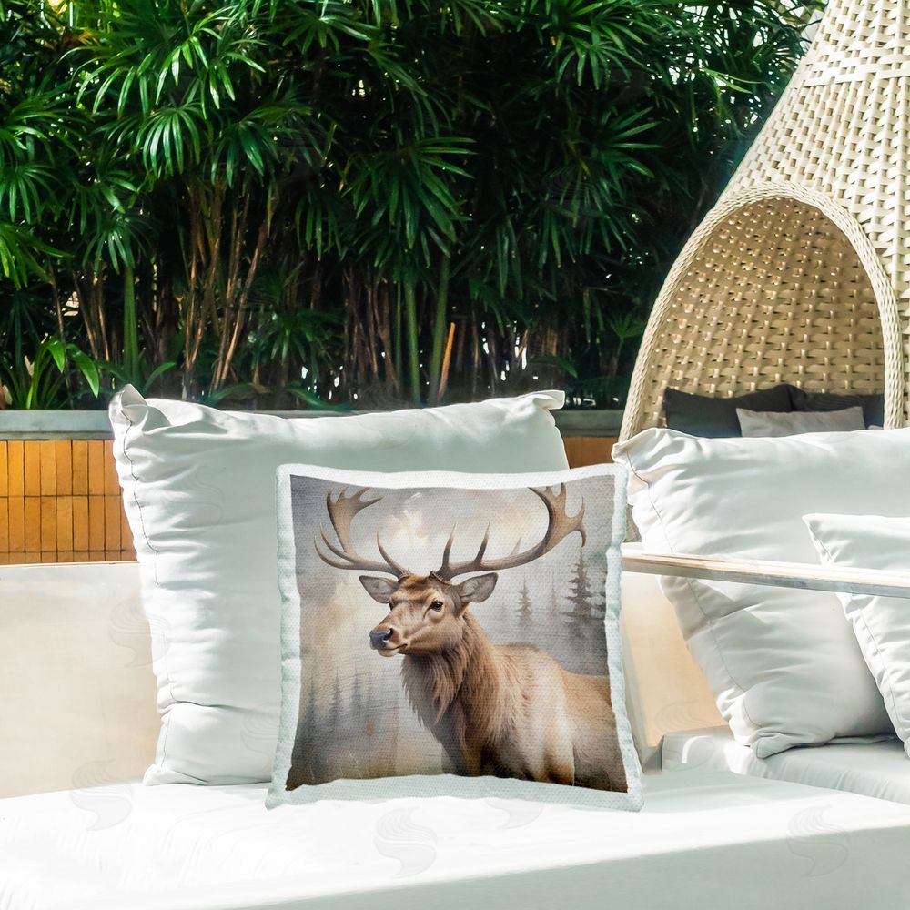 Susan Arnot Graceful Forest Stag Outdoor Quick-Dry Polyester Printed Square Pillow on Patio