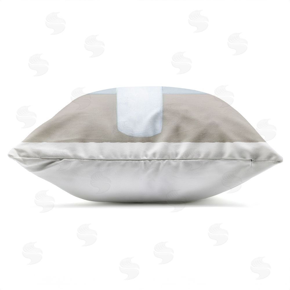 Marilyn Dunlap Mixed White Blooms on Blue Outdoor Quick-Dry Polyester Square Throw Pillow Zipper Detail