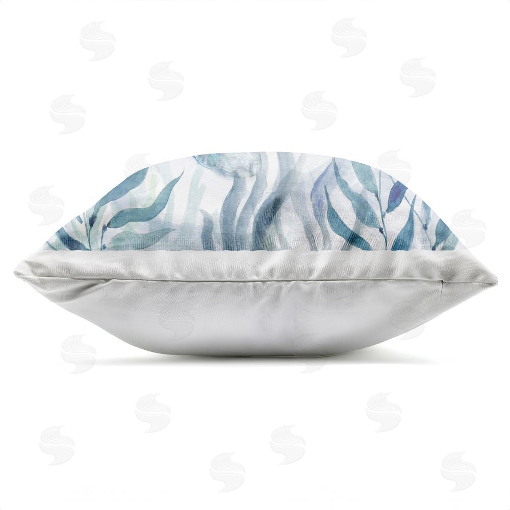 Janet Tava Sea Turtle with Subtle Smile Outdoor Quick-Dry Polyester Square Throw Pillow Zipper Detail