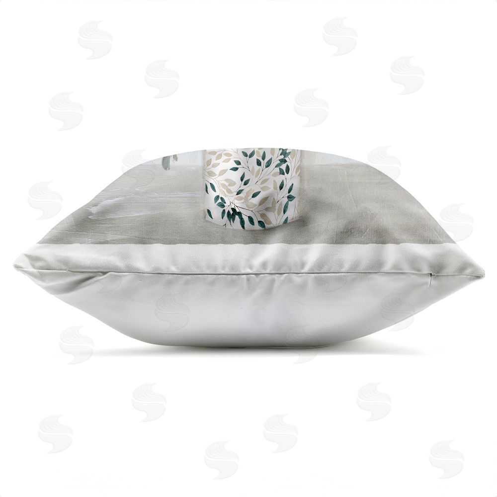 Sally Swatland Leaf Patterned Flower Vase Outdoor Quick-Dry Polyester Square Throw Pillow Zipper Detail