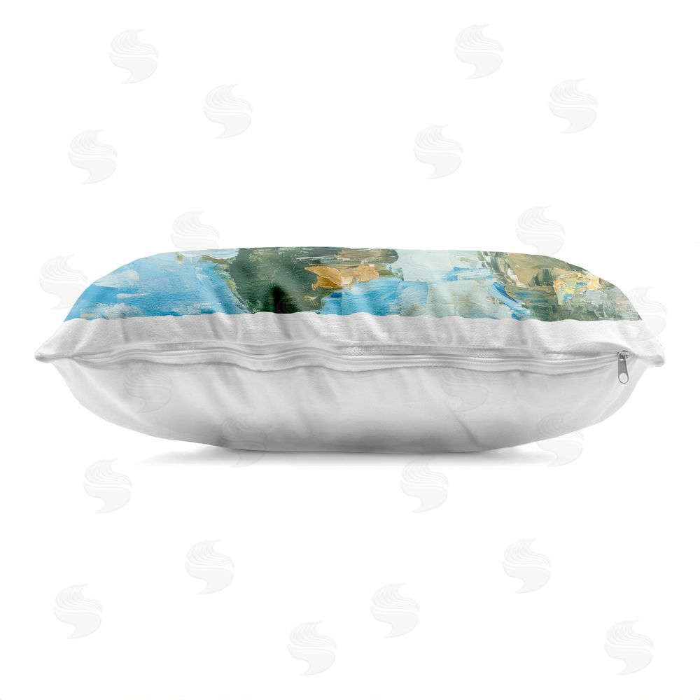 Petal Prints Design Ducks Out For A Swim Printed Lumbar Throw Pillow Side View with Zipper Detail