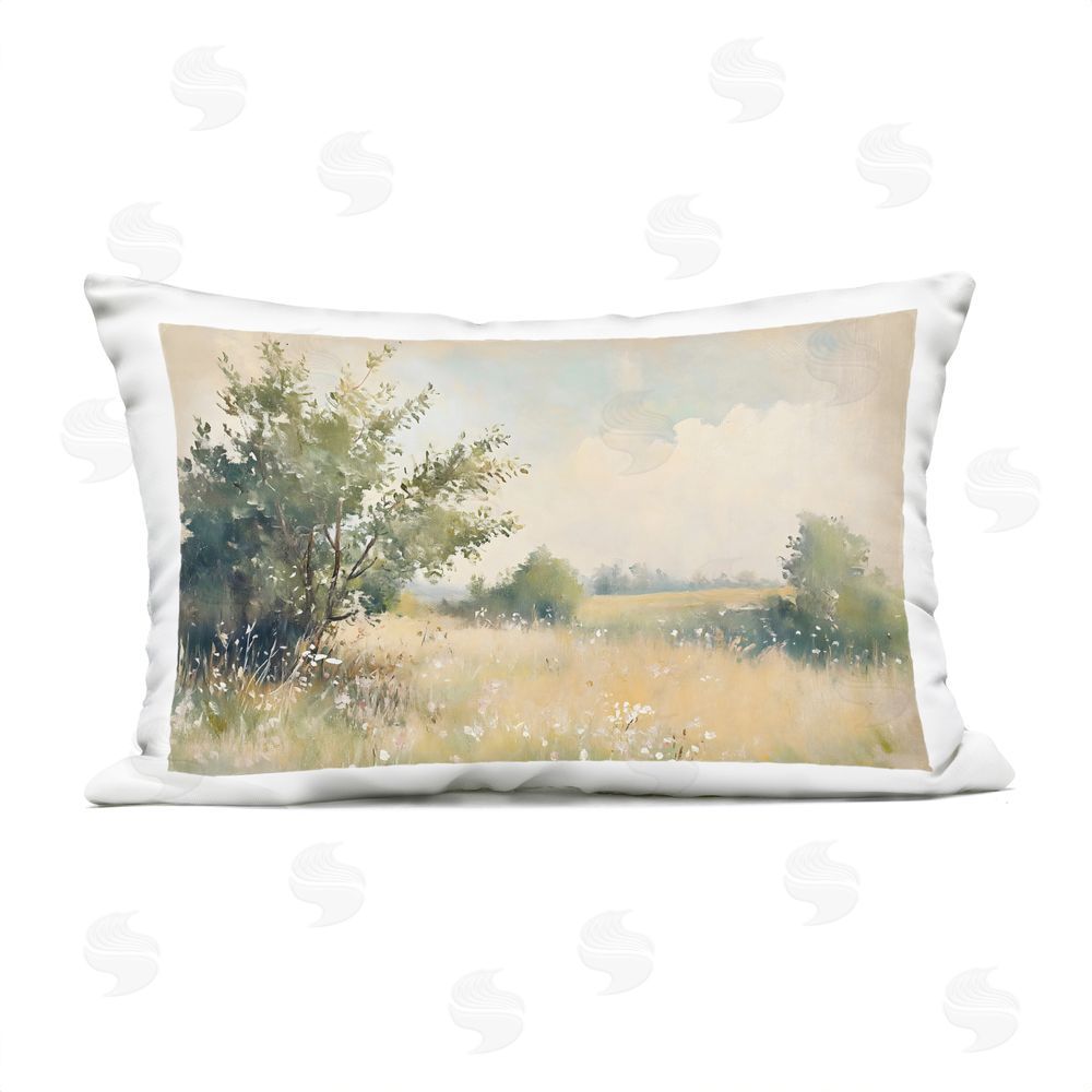 Creative Studio Summer Meadow in Soft Light Outdoor Printed Lumbar Throw Pillow
