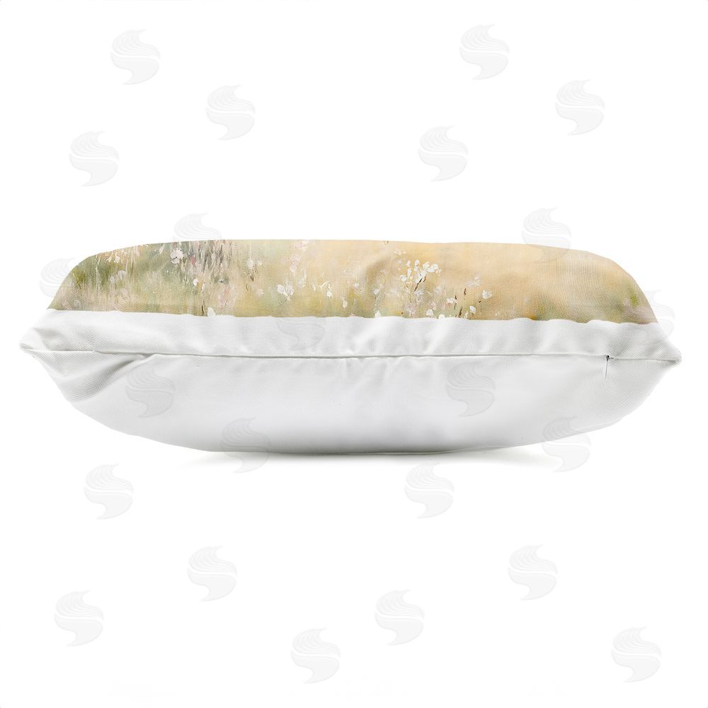 Creative Studio Summer Meadow in Soft Light Outdoor Printed Lumbar Throw Pillow Side View with Zipper Detail