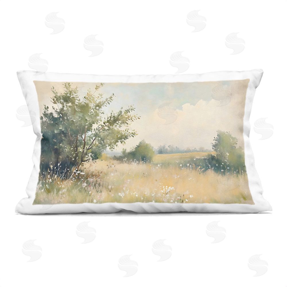 Creative Studio Summer Meadow in Soft Light Printed Lumbar Throw Pillow