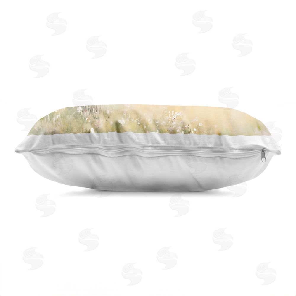 Creative Studio Summer Meadow in Soft Light Printed Lumbar Throw Pillow Side View with Zipper Detail
