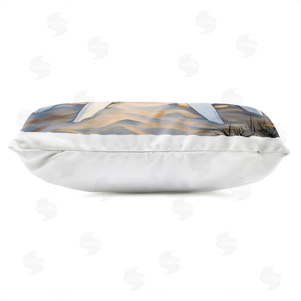 Petal Prints Design Wave Watching Spot at Sunset Outdoor Printed Lumbar Throw Pillow Side View with Zipper Detail