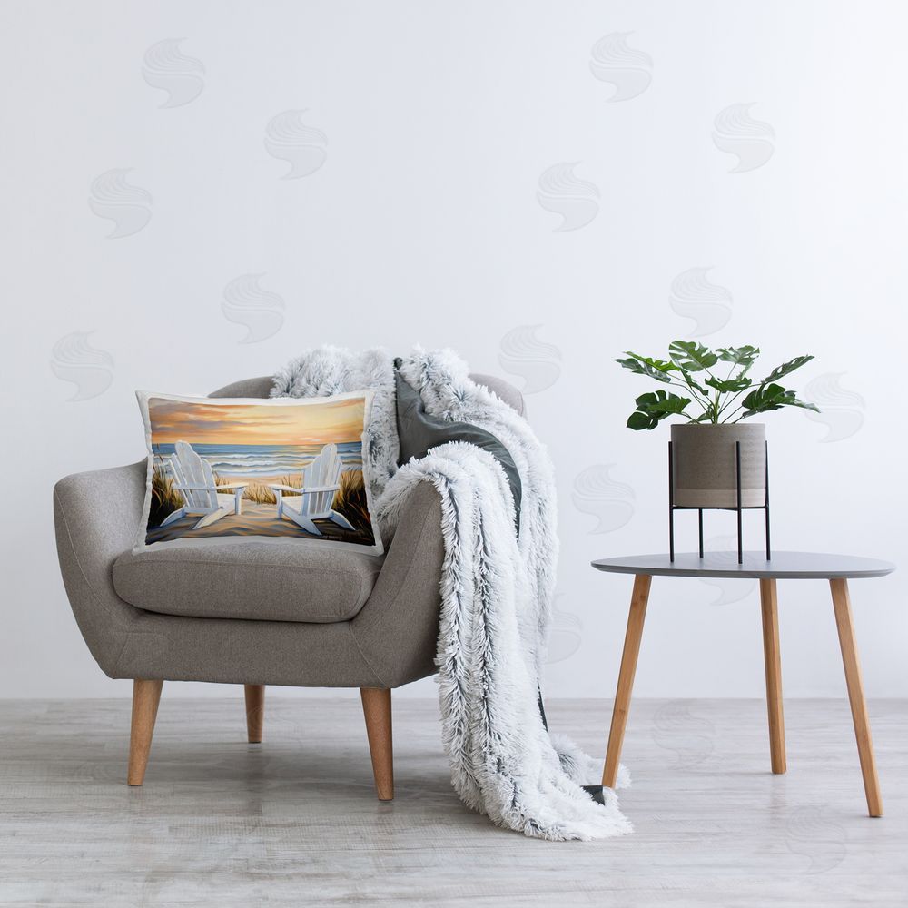 Petal Prints Design Wave Watching Spot at Sunset Printed Lumbar Throw Pillow on Seat