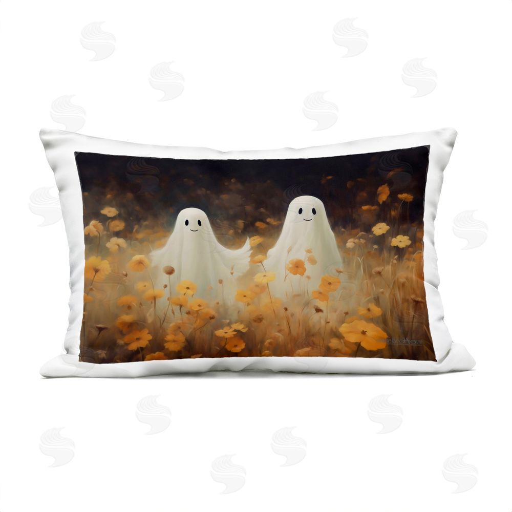 LSR Design Studio Ghosts in Poppy Field Outdoor Rectugular Printed Throw Pillow