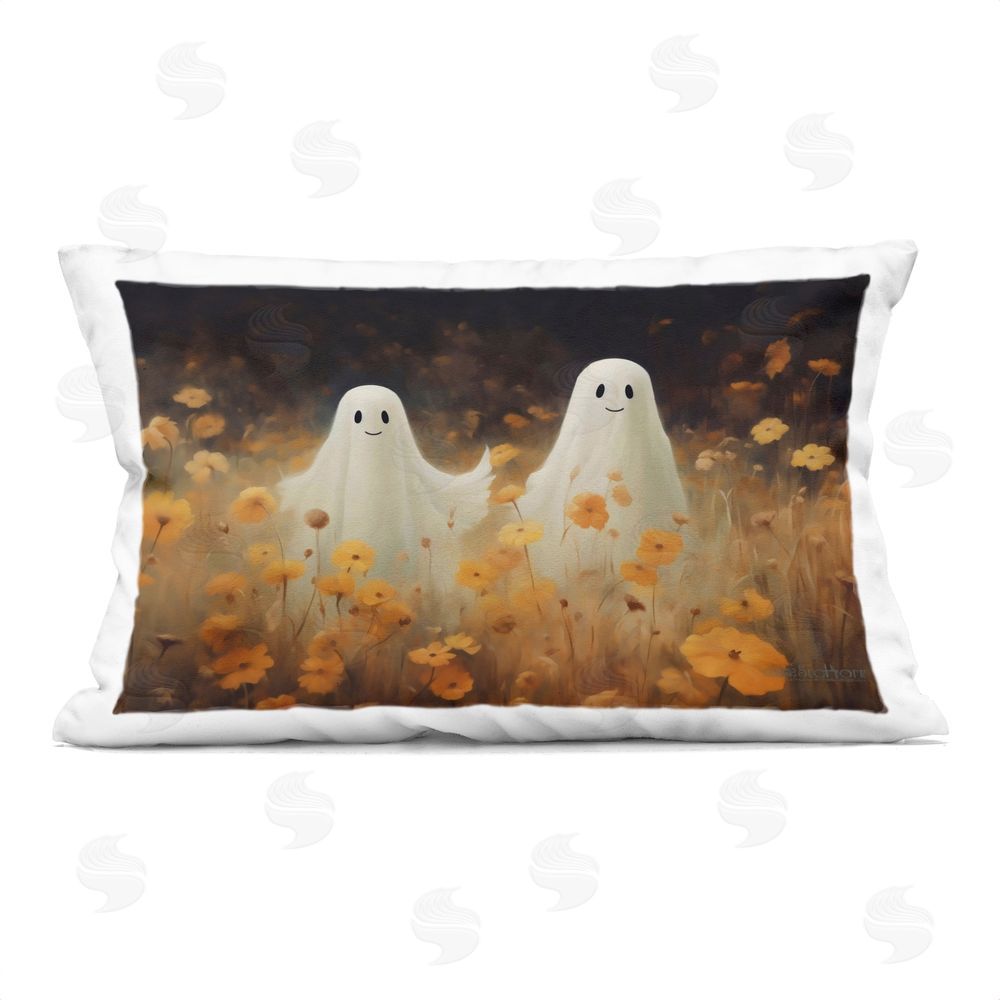 LSR Design Studio Ghosts in Poppy Field Rectugular Printed Throw Pillow