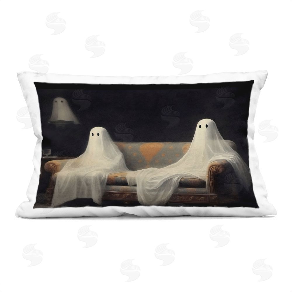 LSR Design Studio Spooky Couch Ghost Duo Rectugular Printed Throw Pillow