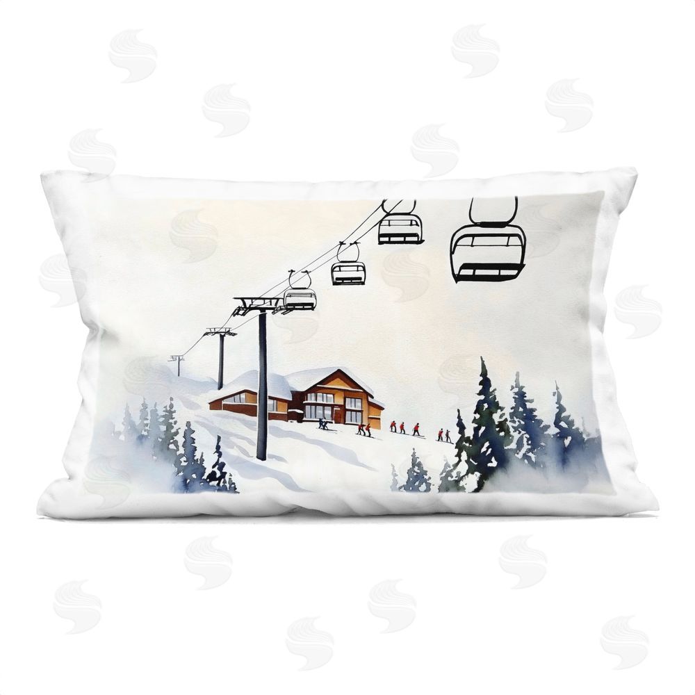 Arlington Prints Ski Lodge Chair Lift Rectugular Printed Throw Pillow