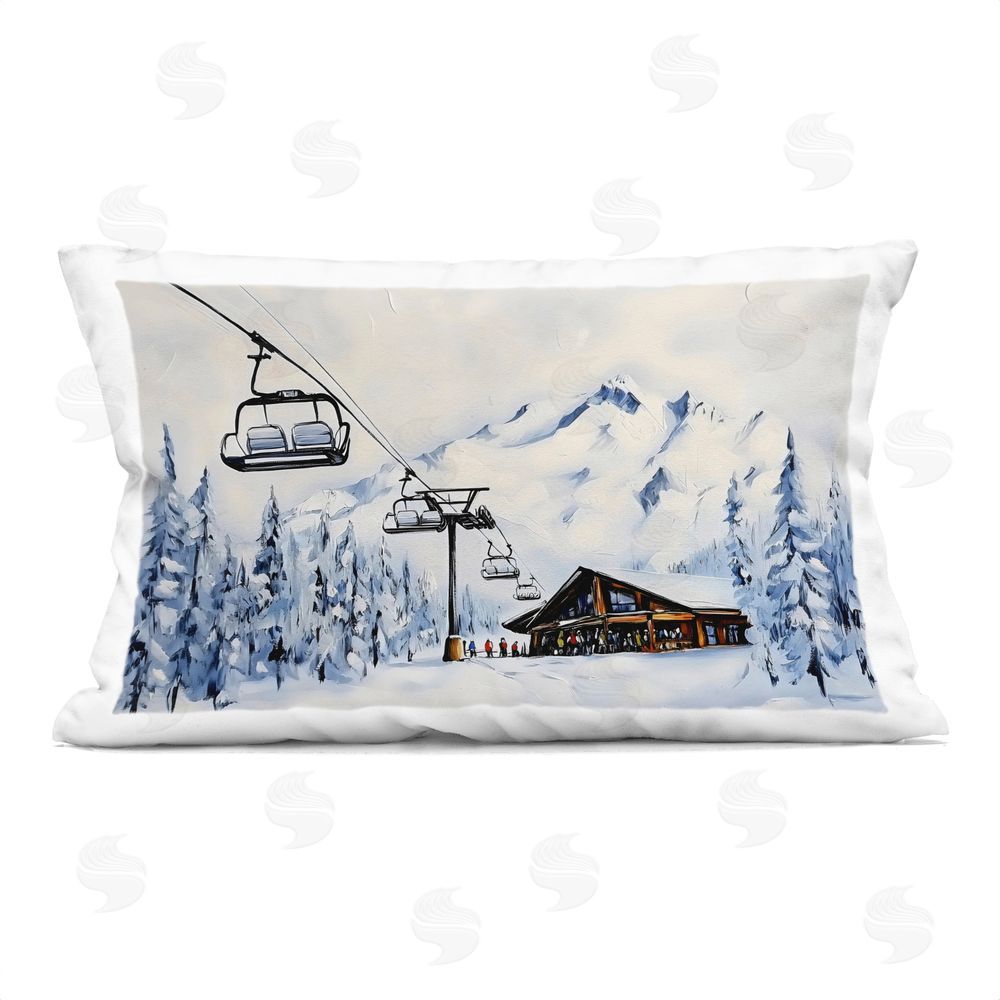 Arlington Prints Winter Adventure Ski Lift Rectugular Printed Throw Pillow