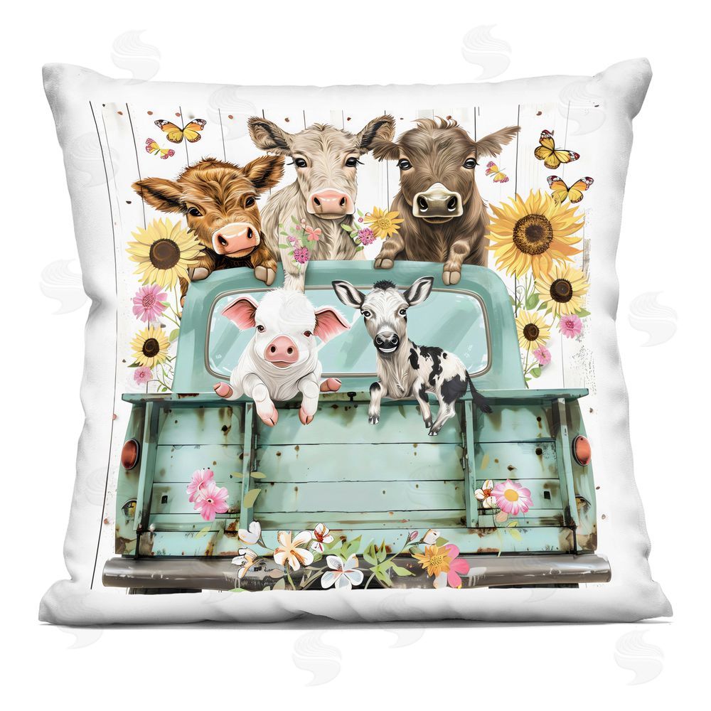 Creative Studio Barnyard Friends in Vintage Truck Square Printed Throw Pillow