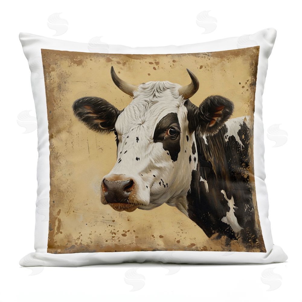 Creative Studio Spotted Brown Cow Portrait Outdoor Square Printed Throw Pillow