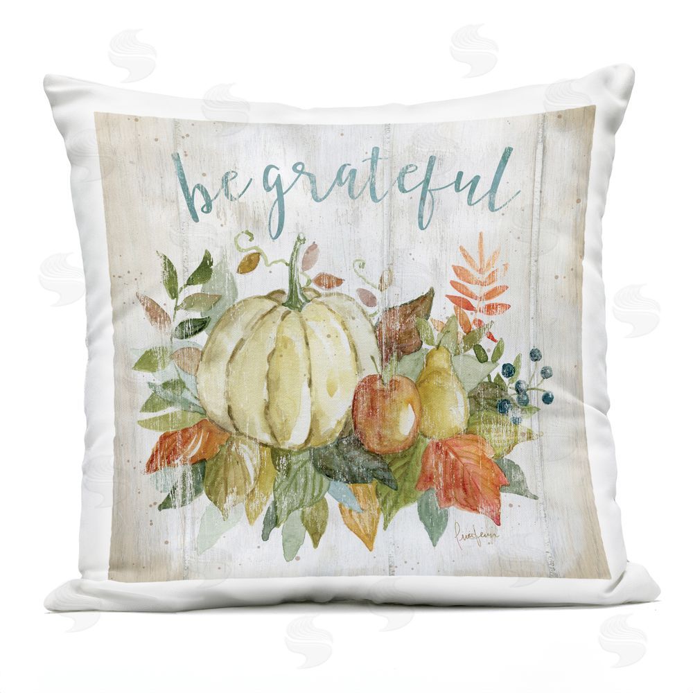 Livi and Finn Be Grateful Harvest Gourds Outdoor Square Printed Throw Pillow