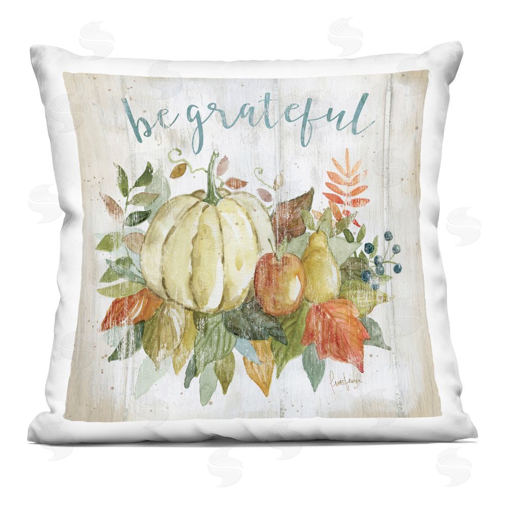 Livi and Finn Be Grateful Harvest Gourds Square Printed Throw Pillow