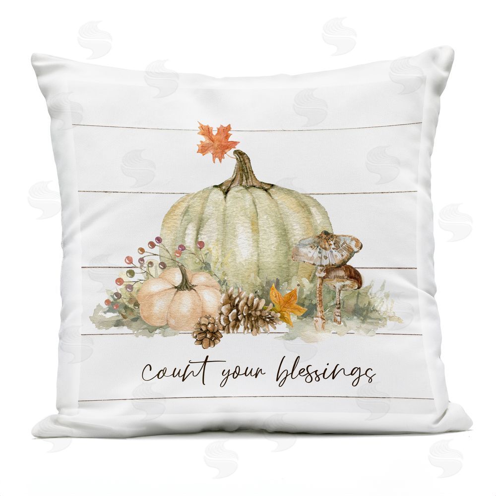 Livi and Finn Woodland Harvest Count Blessings Outdoor Square Printed Throw Pillow