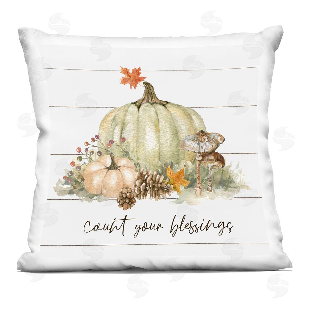 Livi and Finn Woodland Harvest Count Blessings Square Printed Throw Pillow