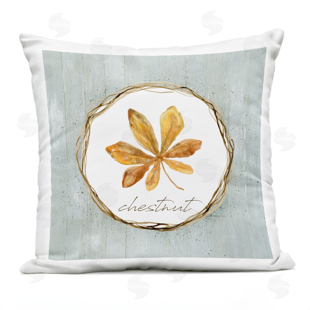 Livi and Finn Autumn Memories Chestnut Leaf Outdoor Square Printed Throw Pillow