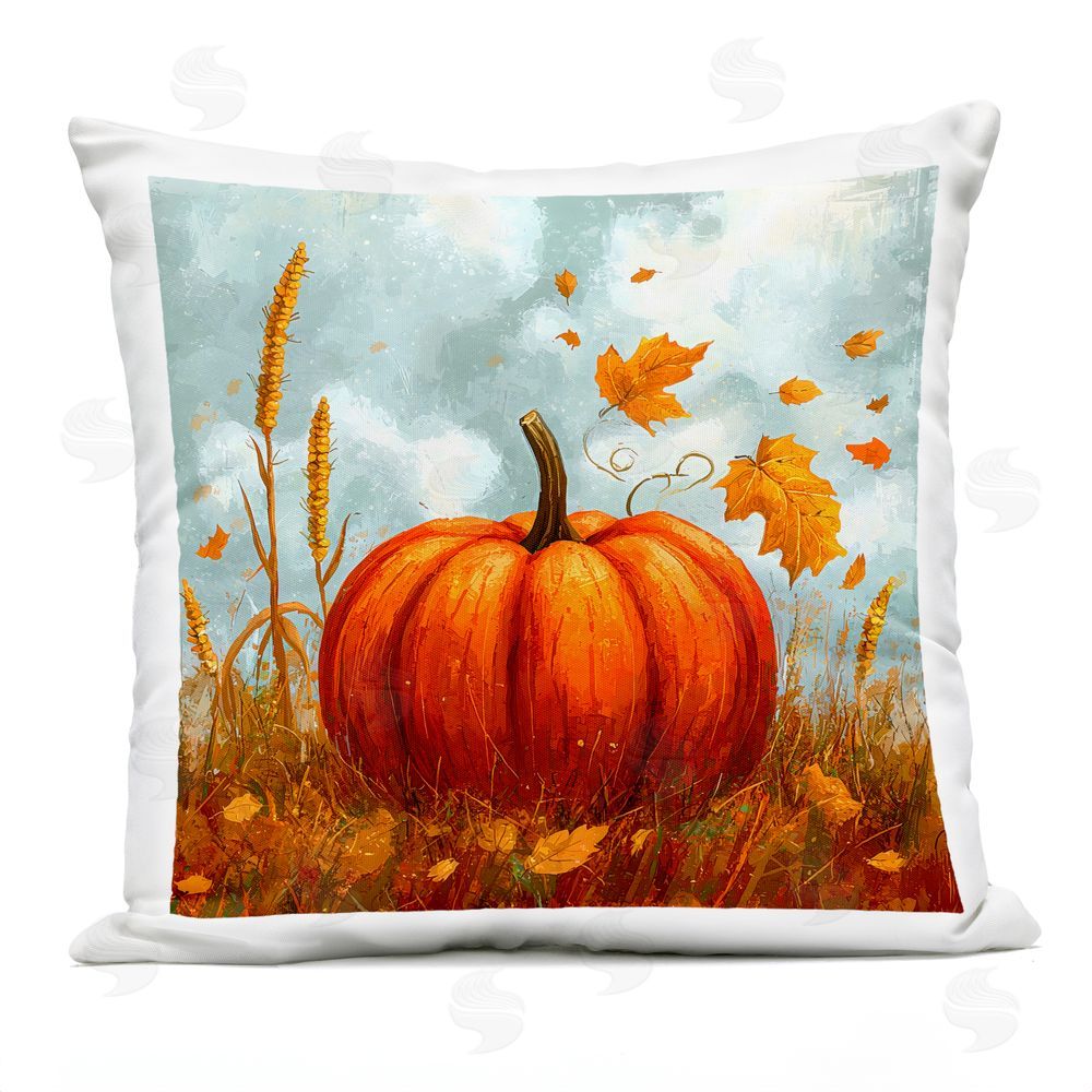 Creative Studio Bright Pumpkin & Falling Leaves Outdoor Square Printed Throw Pillow