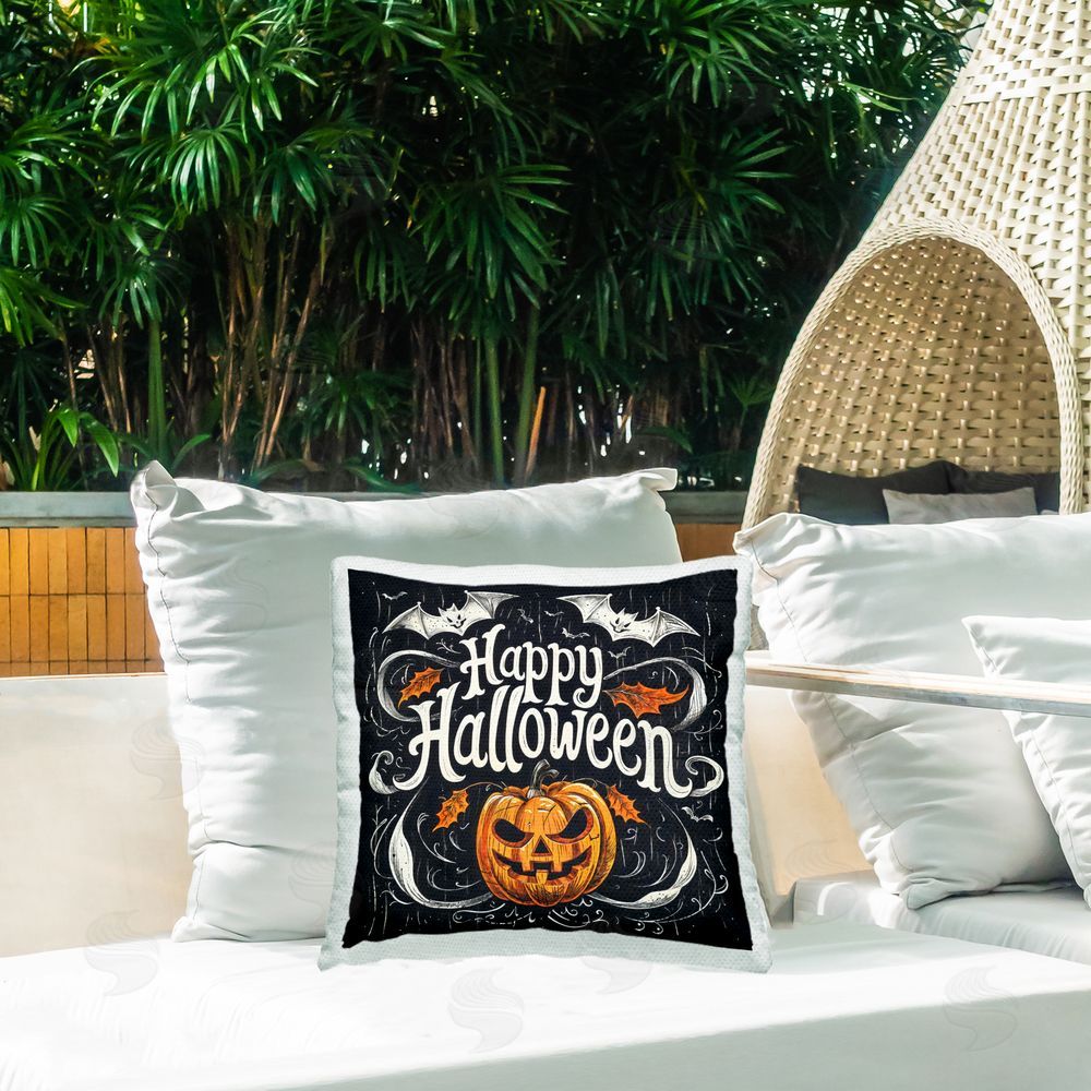 Creative Studio Happy Halloween Traditions Square Printed Throw Pillow on Patio
