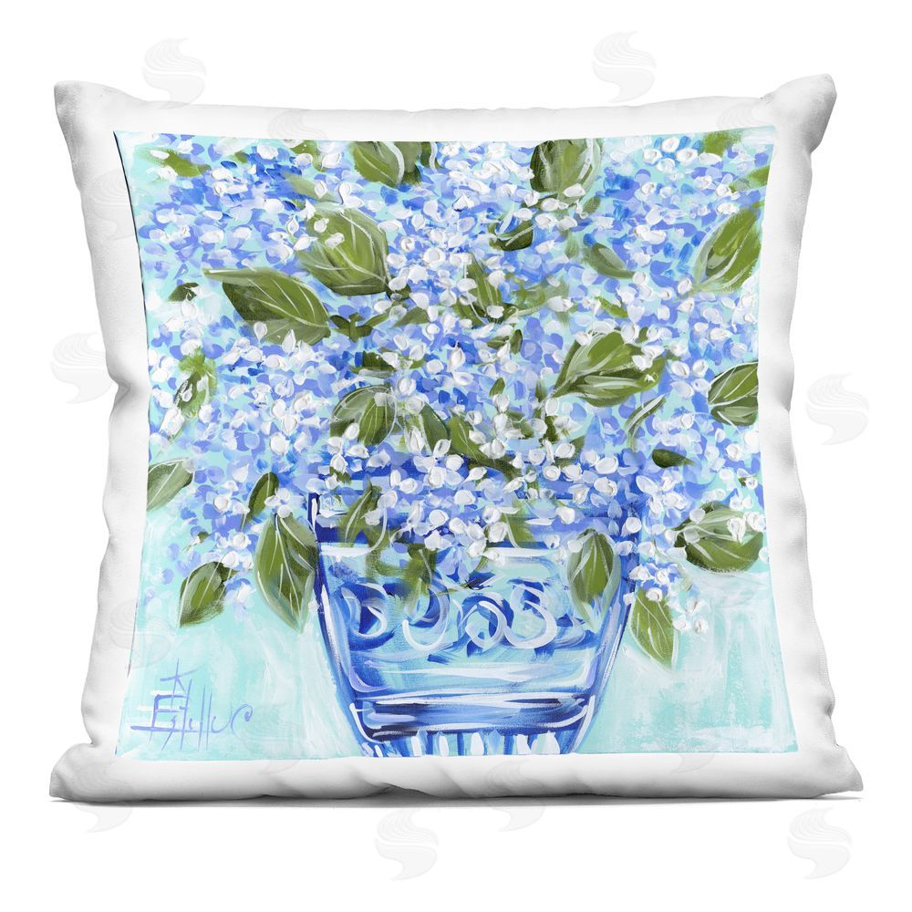 Estelle Grengs Cool Bouquets in Blue Vase Square Printed Throw Pillow