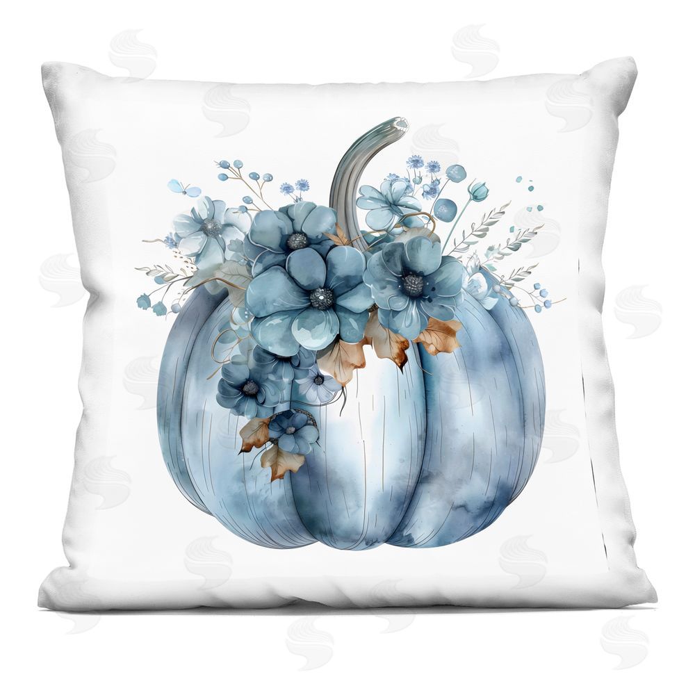 Creative Studio Blue Pumpkin with Flowers Square Printed Throw Pillow