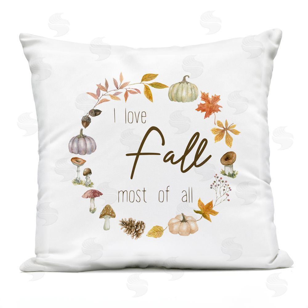 Livi and Finn Woodland Harvest Wreath Outdoor Square Printed Throw Pillow