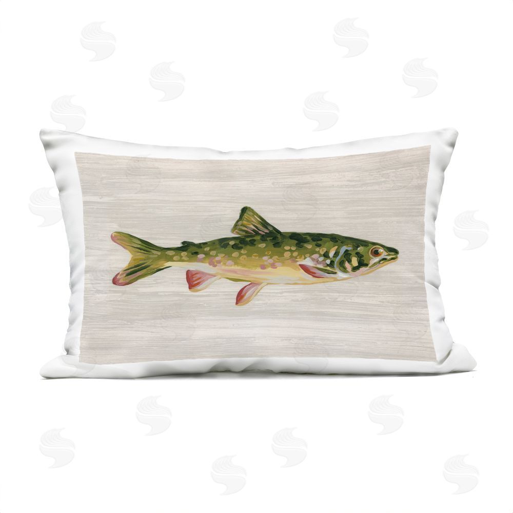 June Erica Vess Trout Fish Rustic Cabin Outdoor Quick-Dry Polyester Lumbar Pillow