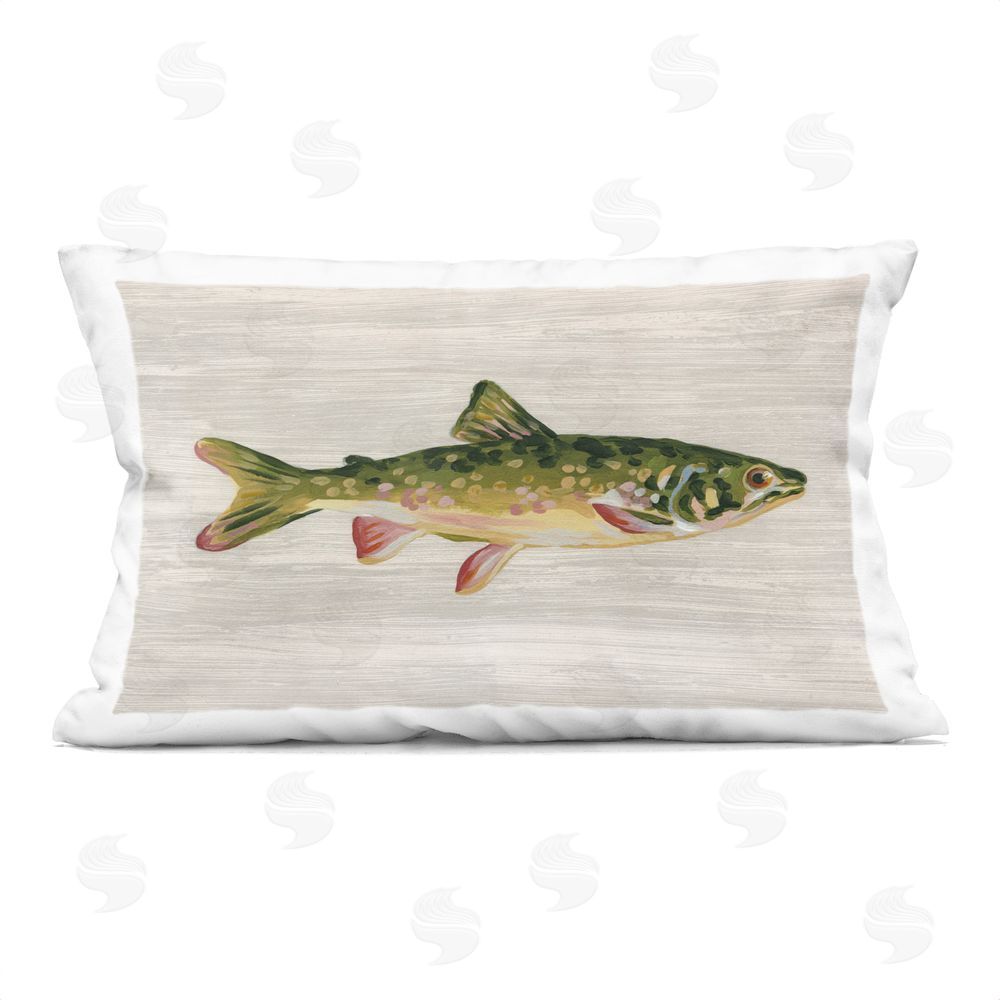 June Erica Vess Trout Fish Rustic Cabin Indoor Plush Polyester Lumbar Pillow