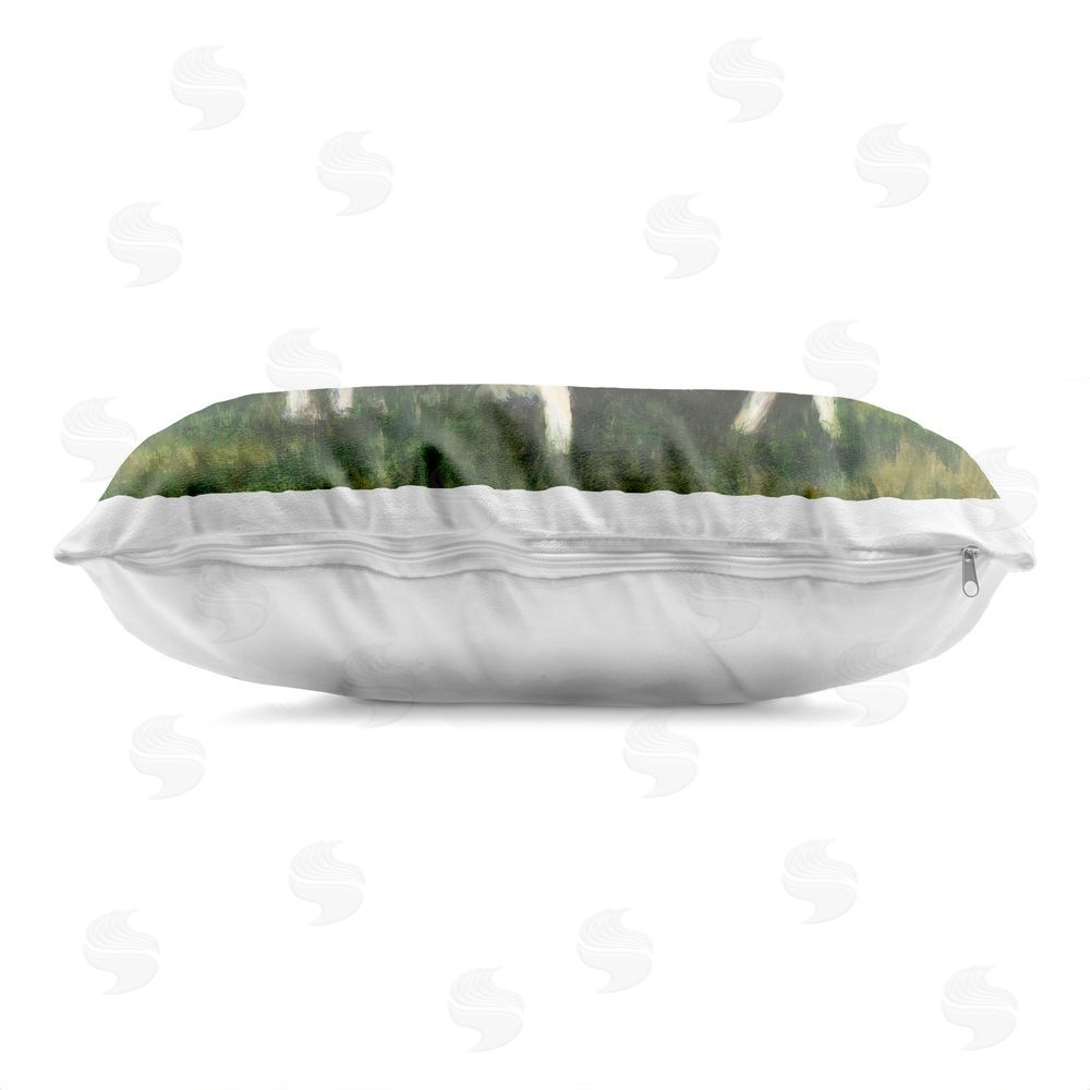 Michael Willett Grazing Sheep Pair in Countryside Indoor Plush Polyester Lumbar Pillow Zipper Detail