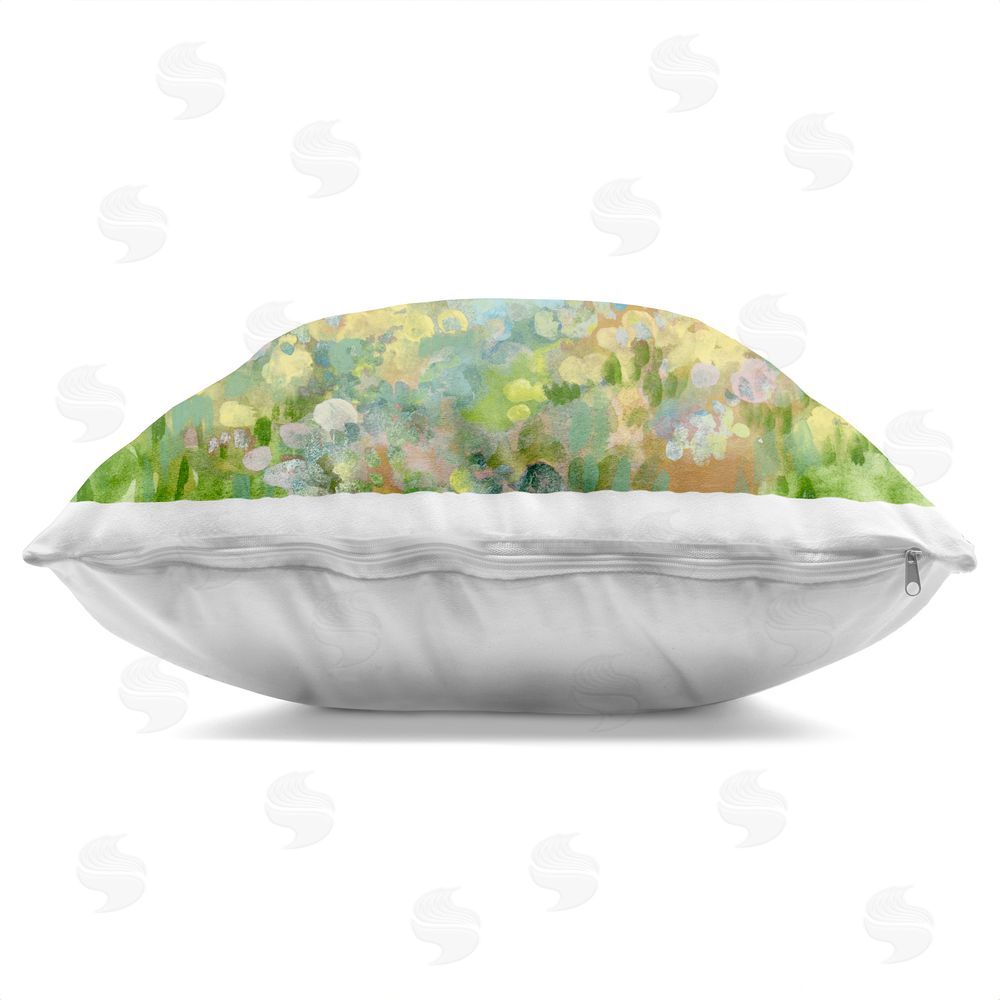 June Erica Vess Wildflower Meadow on Horizon Indoor Plush Polyester Square Throw Pillow Zipper Detail