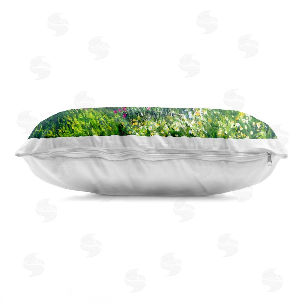 Lee Ann Zirbes Breath Of Spring Meadow Indoor Plush Polyester Lumbar Pillow Zipper Detail