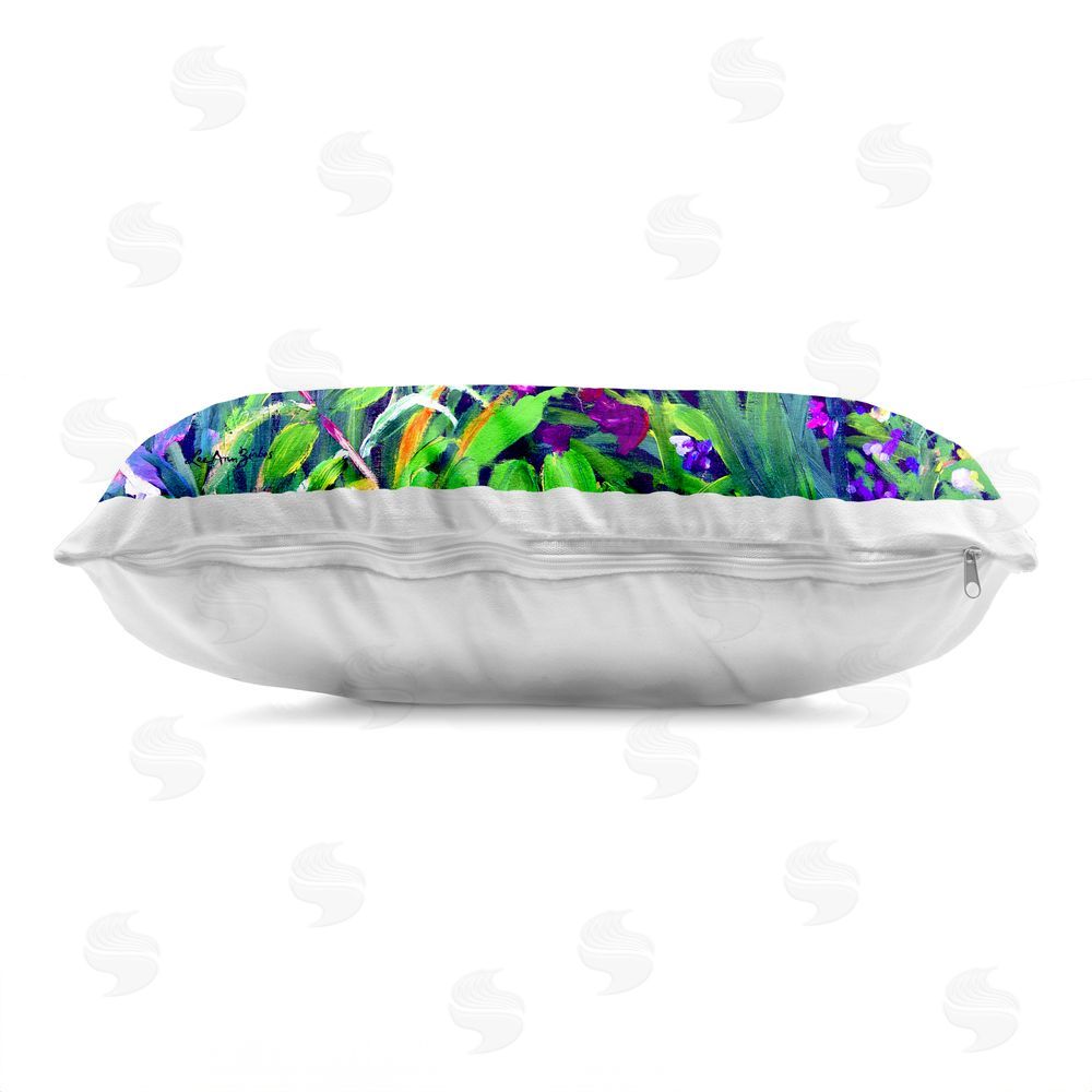 Lee Ann Zirbes Vibrant Confetti Garden Indoor Plush Polyester Lumbar Pillow Zipper Detail