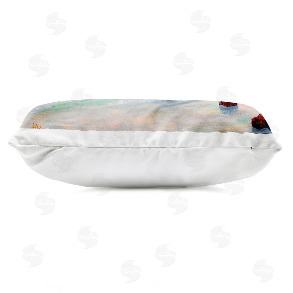 Lee Ann Zirbes Deep Blue Rocky Beach Outdoor Quick-Dry Polyester Lumbar Pillow Zipper Detail
